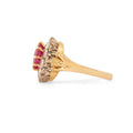 Burma Ruby and Diamond Cluster 18k Gold Ring