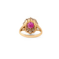 Burma Ruby and Diamond Cluster 18k Gold Ring