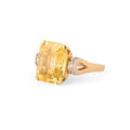 Asscher Cut 11.84 Carat Yellow Sapphire and Diamond Ring