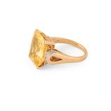 Asscher Cut 11.84 Carat Yellow Sapphire and Diamond Ring