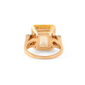 Asscher Cut 11.84 Carat Yellow Sapphire and Diamond Ring