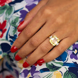 Asscher Cut 11.84 Carat Yellow Sapphire and Diamond Ring