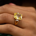 Asscher Cut 11.84 Carat Yellow Sapphire and Diamond Ring