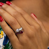 Ruby and Diamond Crossover 18k Gold Ring