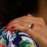 Ruby and Diamond Crossover 18k Gold Ring