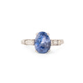 Art Deco Sapphire and Baguette Diamond Platinum Ring