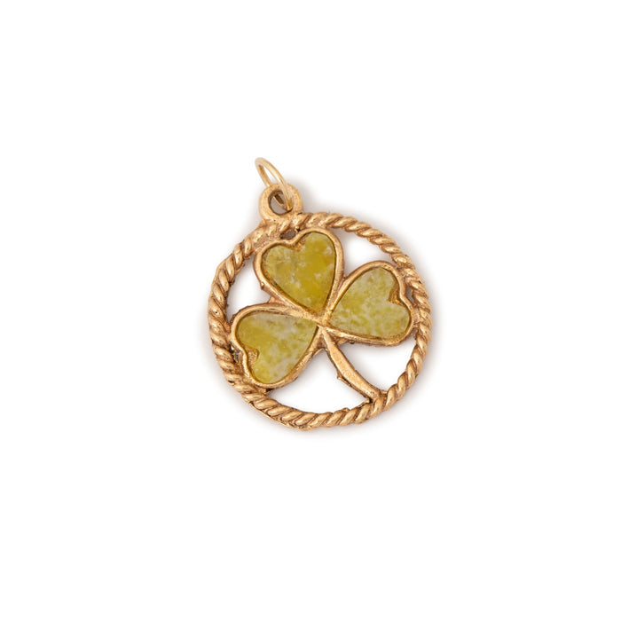 English 9K Gold and Agate Clover Charm