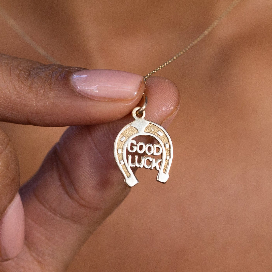 "Good Luck" Horseshoe 10K Gold Charm