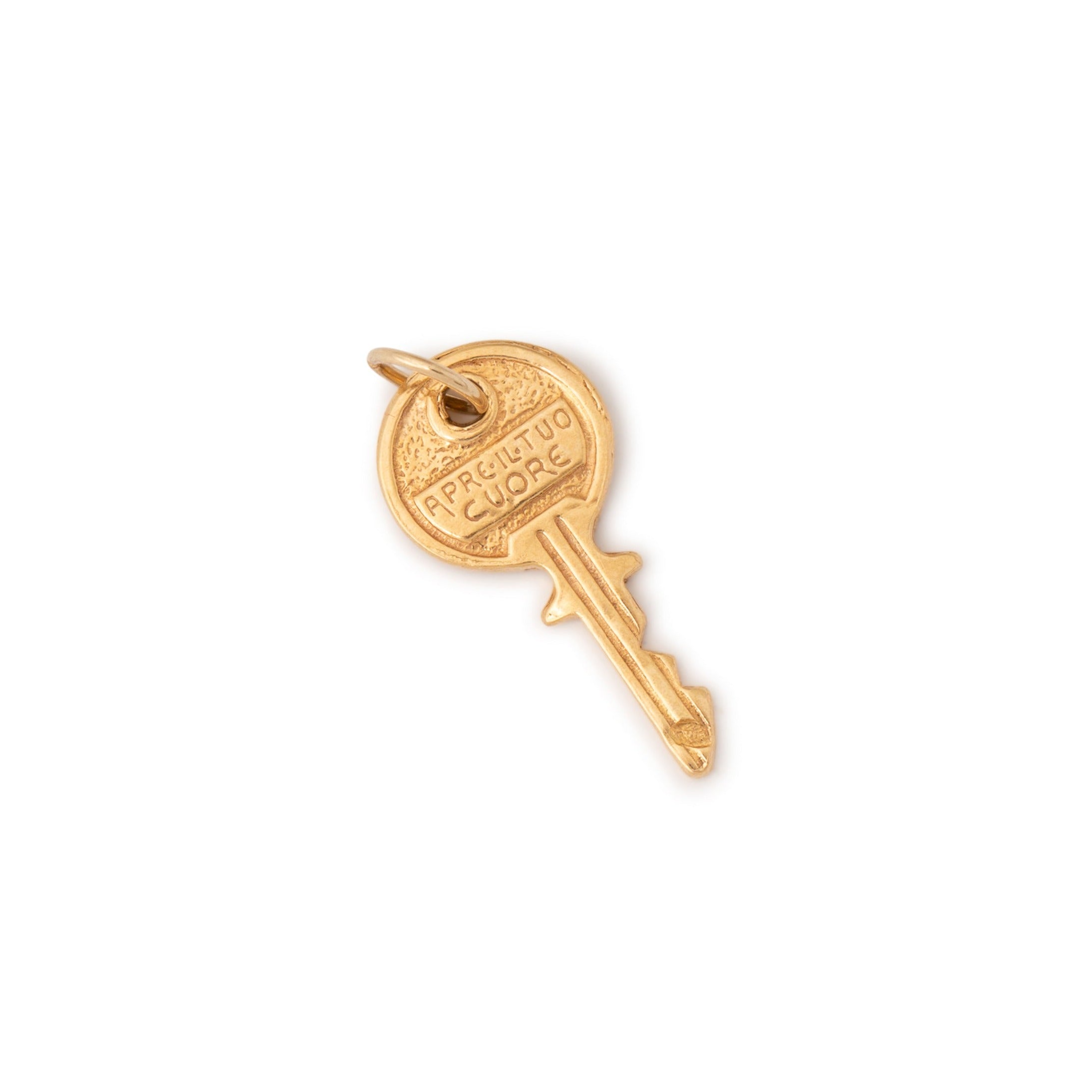 Italian "Apre il Tuo Cuore" 18k Gold Key Charm