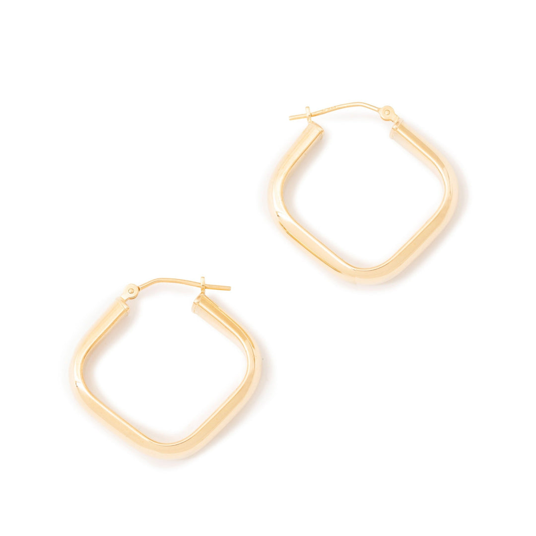 Square 14k Gold Hoops Earrings