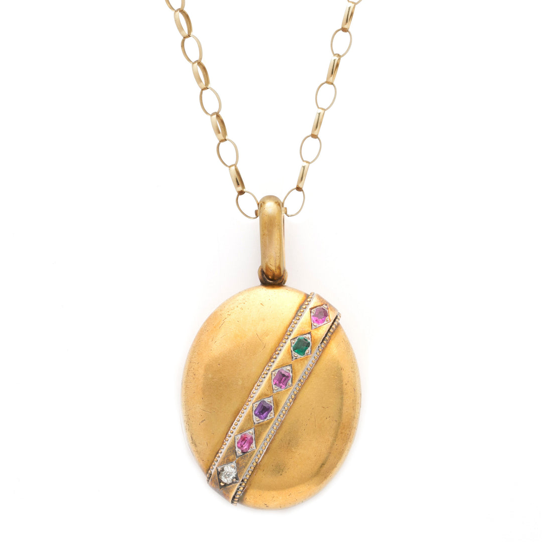 Victorian 18k Gold "REGARD" Locket Necklace