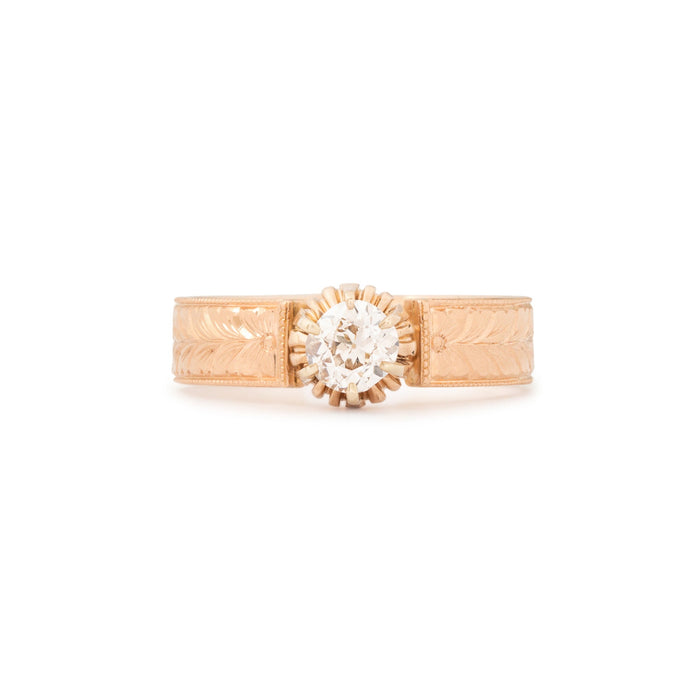 Victorian Old Mine Cut Diamond and 18k Gold Solitaire Ring