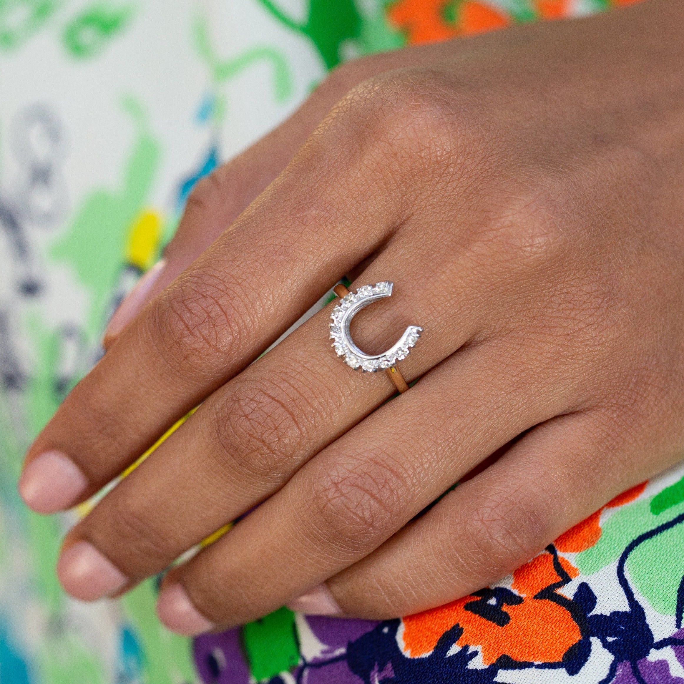 Diamond Horseshoe and 14k Gold Ring