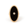 Onyx, Diamond, and 14k Gold Elongated Ring