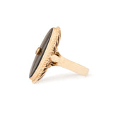 Onyx, Diamond, and 14k Gold Elongated Ring