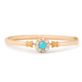 Victorian Turquoise, Diamond, and 14k Gold Bangle Bracelet