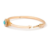 Victorian Turquoise, Diamond, and 14k Gold Bangle Bracelet