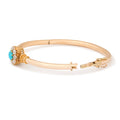 Victorian Turquoise, Diamond, and 14k Gold Bangle Bracelet