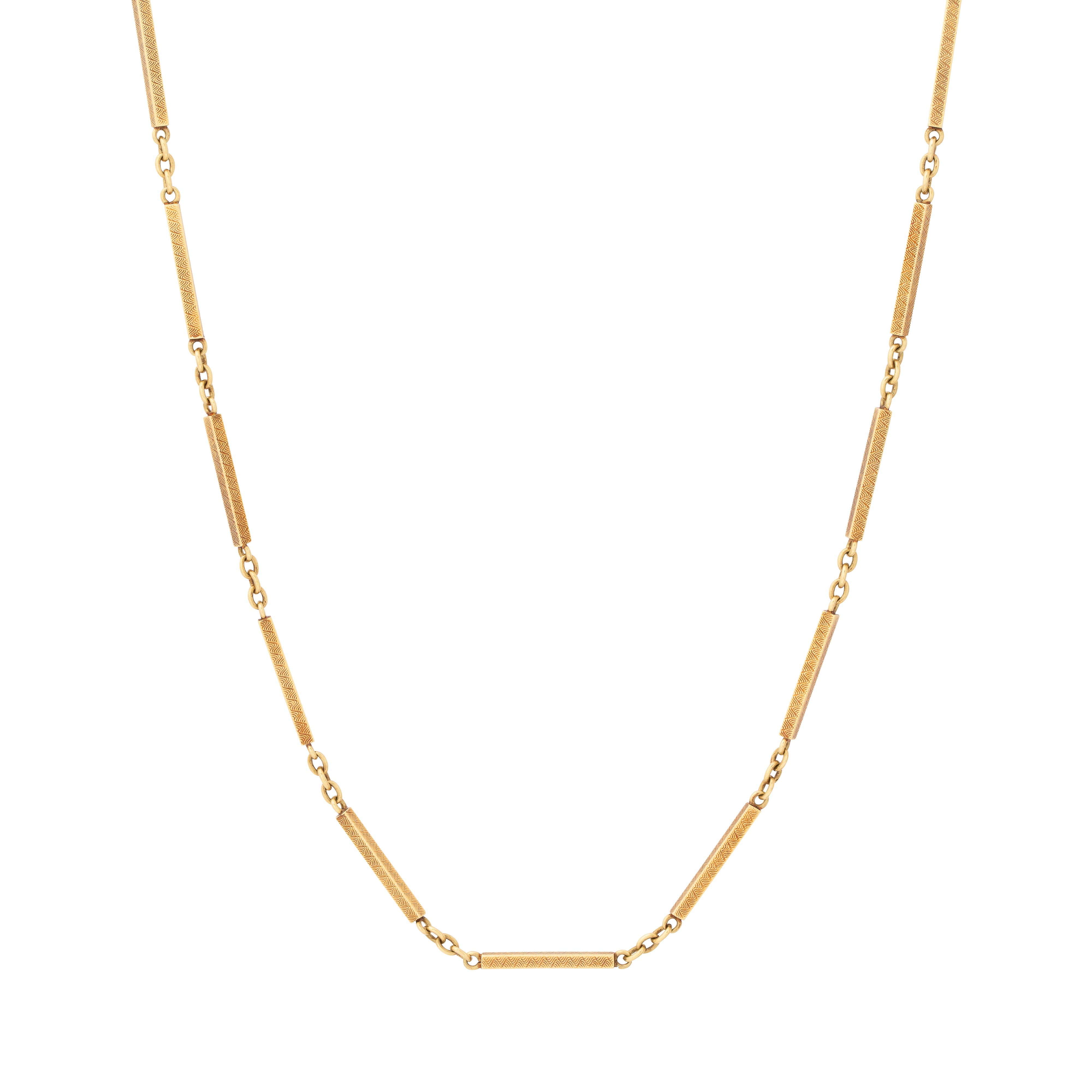 Bar And Link 14k Yellow Gold 14" Choker Necklace