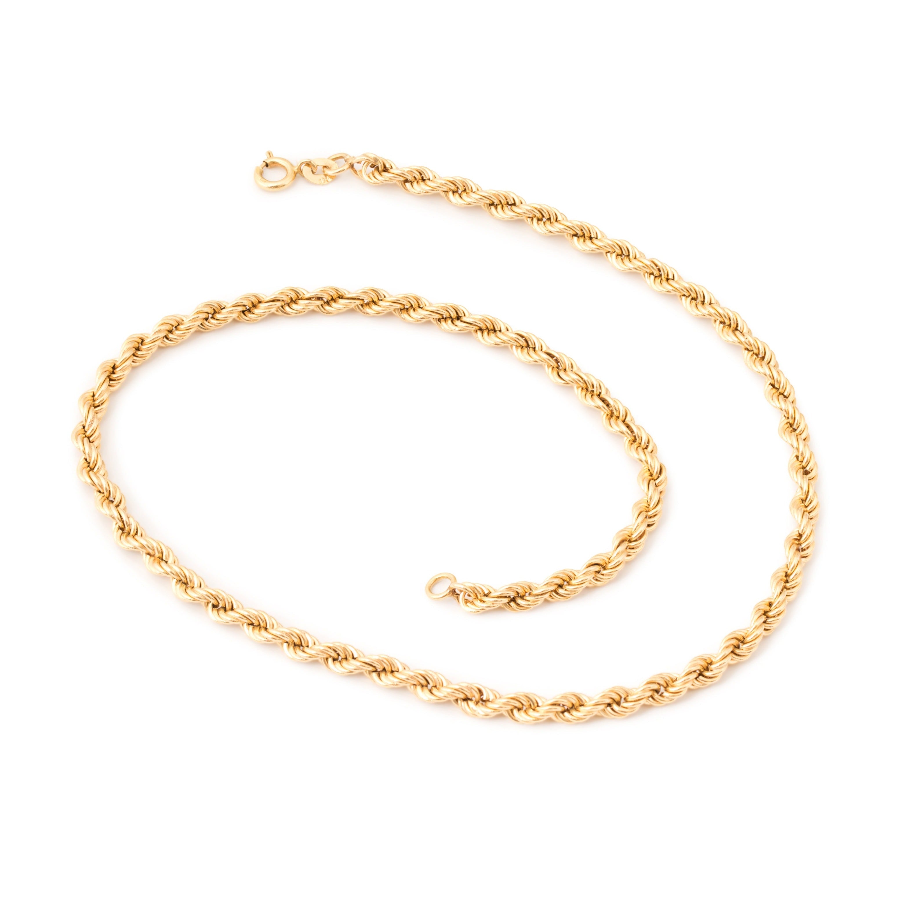 Roped 14k Gold 15" Chain Necklace