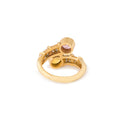 French Pink and Yellow Sapphire, Diamond, and 18k Gold Bypass Ring