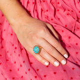 Turquoise And Roped 14K Yellow Gold Ring