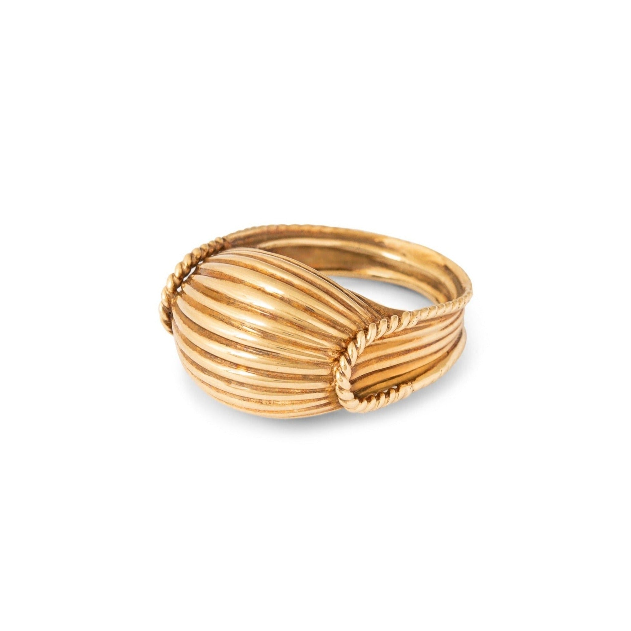 Ribbed 14k Gold Dome Ring