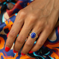 Victorian Lapis, Diamond, and 14k Gold Ring