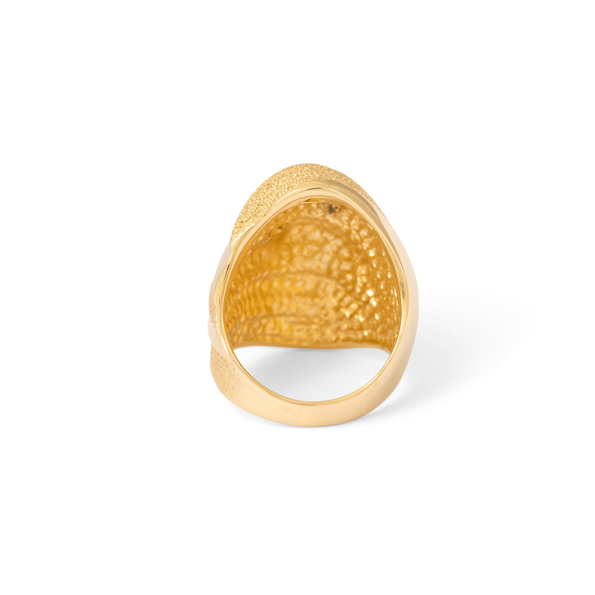 Long 14k Gold Textured Ring