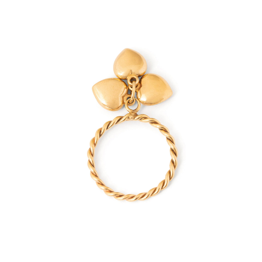 Triple Heart 14k Gold Charm Ring
