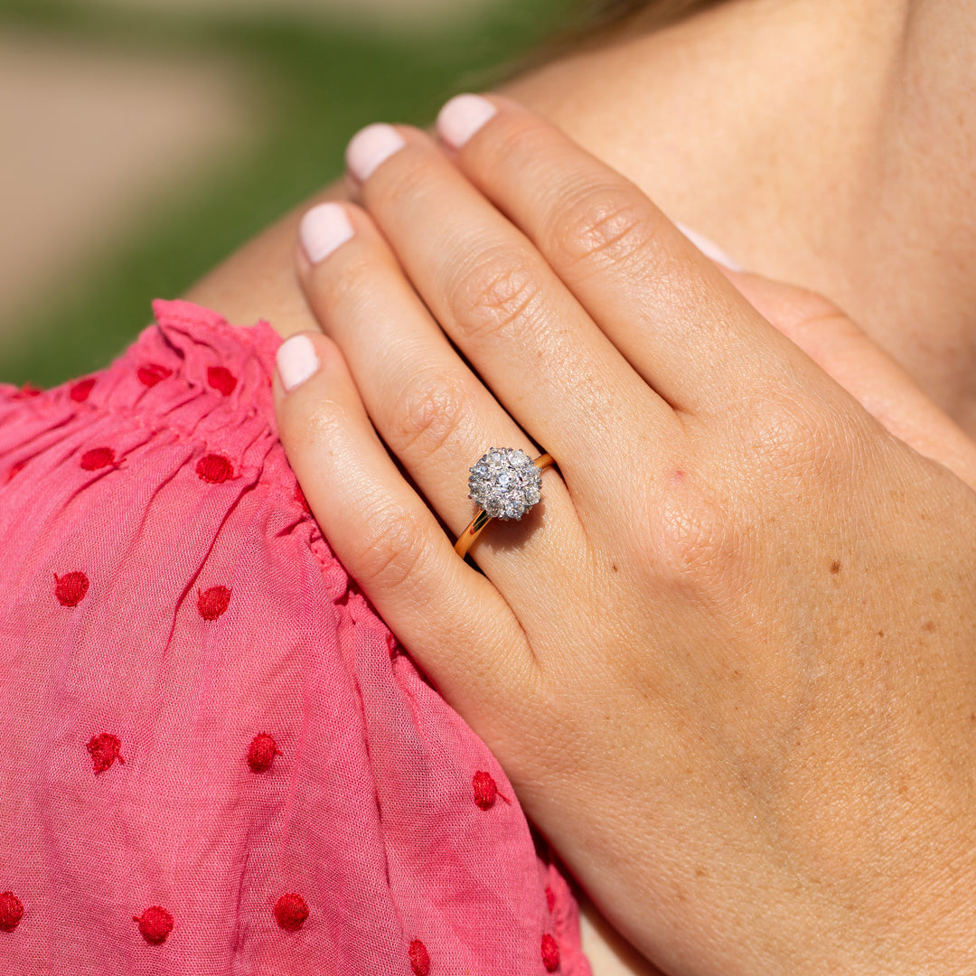 2.74ctw Old Mine Cut Diamond & Sapphire Halo Ring – Jewels by Grace