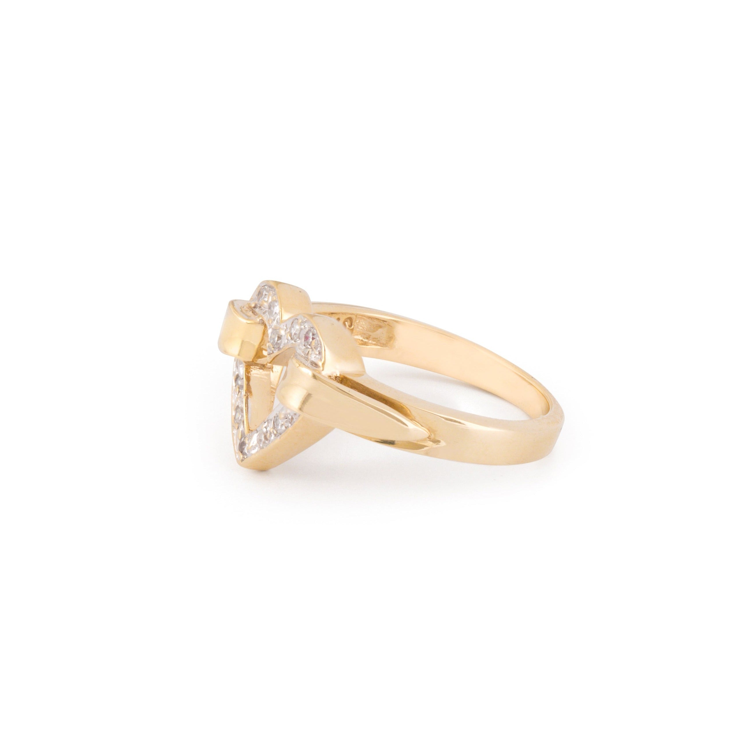 Diamond Open Heart and 14k Gold Ring