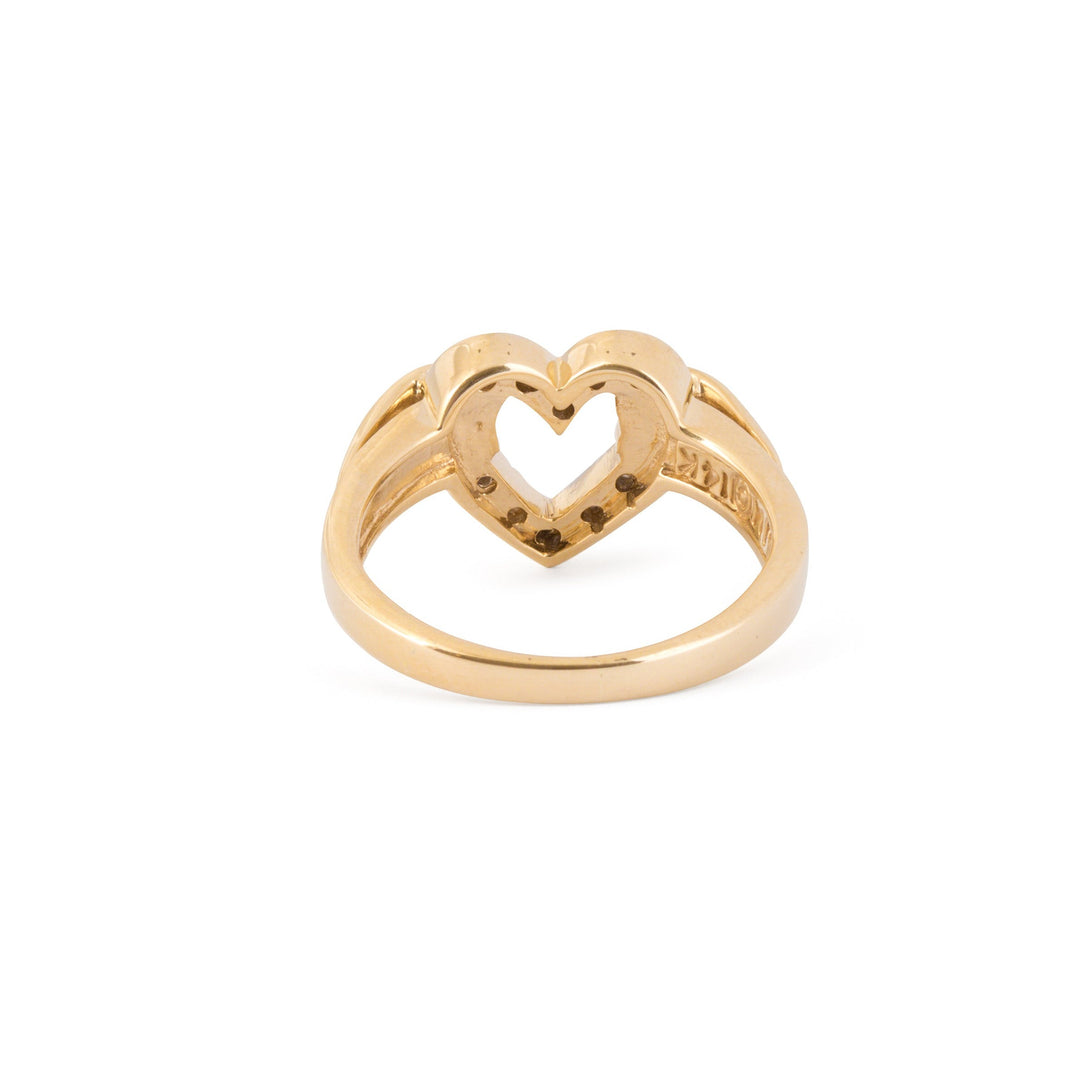 Diamond Open Heart and 14k Gold Ring