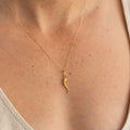 Italian Textured 14K Gold Cornicello Charm