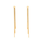 Three Strand Long 14k Gold Earrings