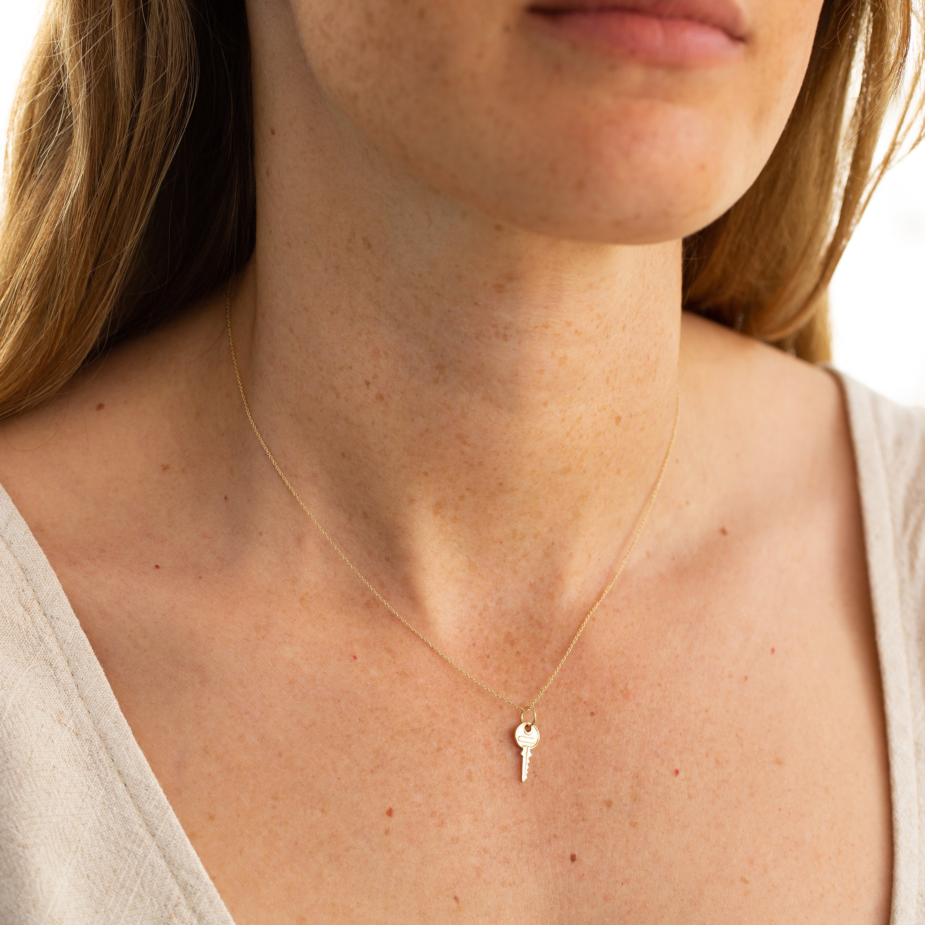 Petite "Del Cuore" 14K Gold Key Charm
