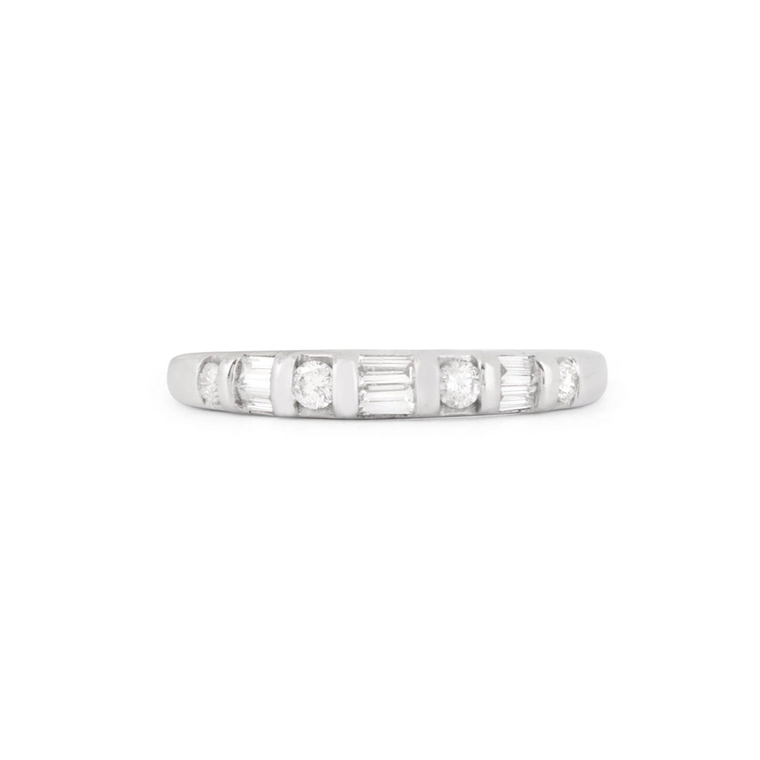 Mixed Diamond Cut and 14k White Gold Half Band