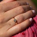 Old Mine Cut Diamond Solitaire and 14k Gold Ring