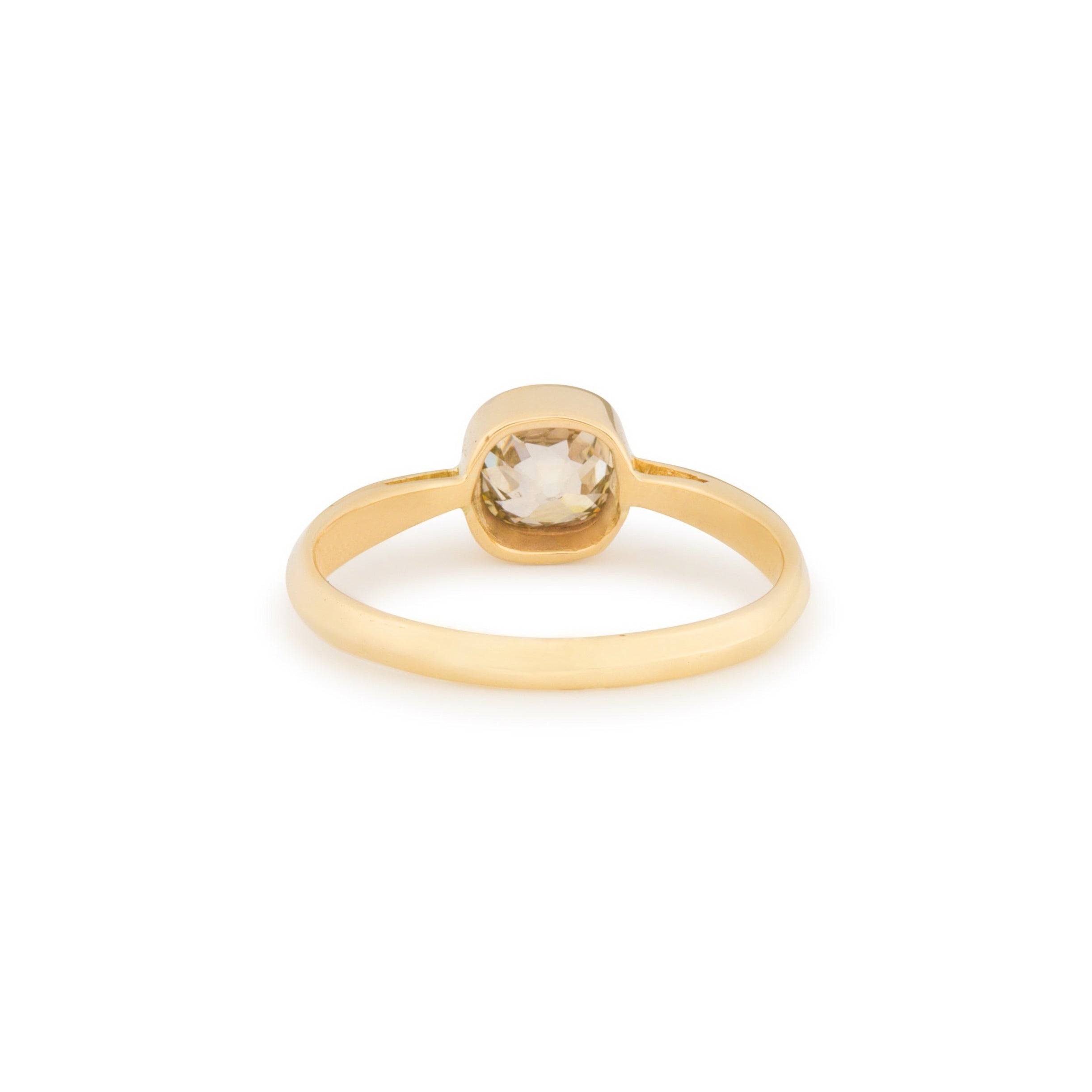 Old Mine Cut Diamond Solitaire and 14k Gold Ring