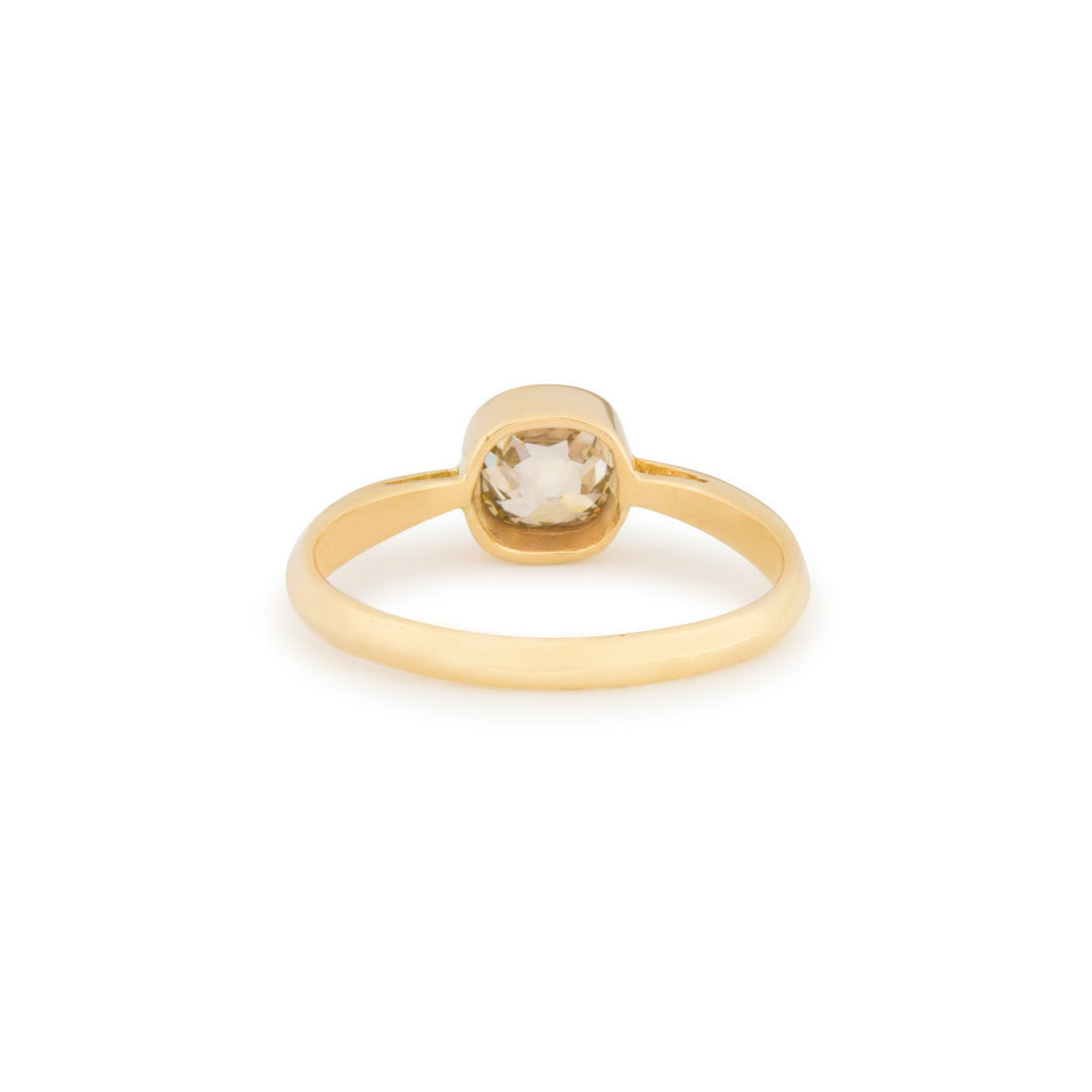 Old Mine Cut Diamond Solitaire and 14k Gold Ring
