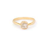 Old Mine Cut Diamond Solitaire and 14k Gold Ring
