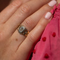 Victorian Starburst Diamond and 14k Gold Signet Ring