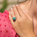 Turquoise, Pearl, Silver, and 14k Gold Cluster Ring