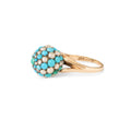 Turquoise, Pearl, Silver, and 14k Gold Cluster Ring