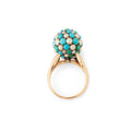 Turquoise, Pearl, Silver, and 14k Gold Cluster Ring