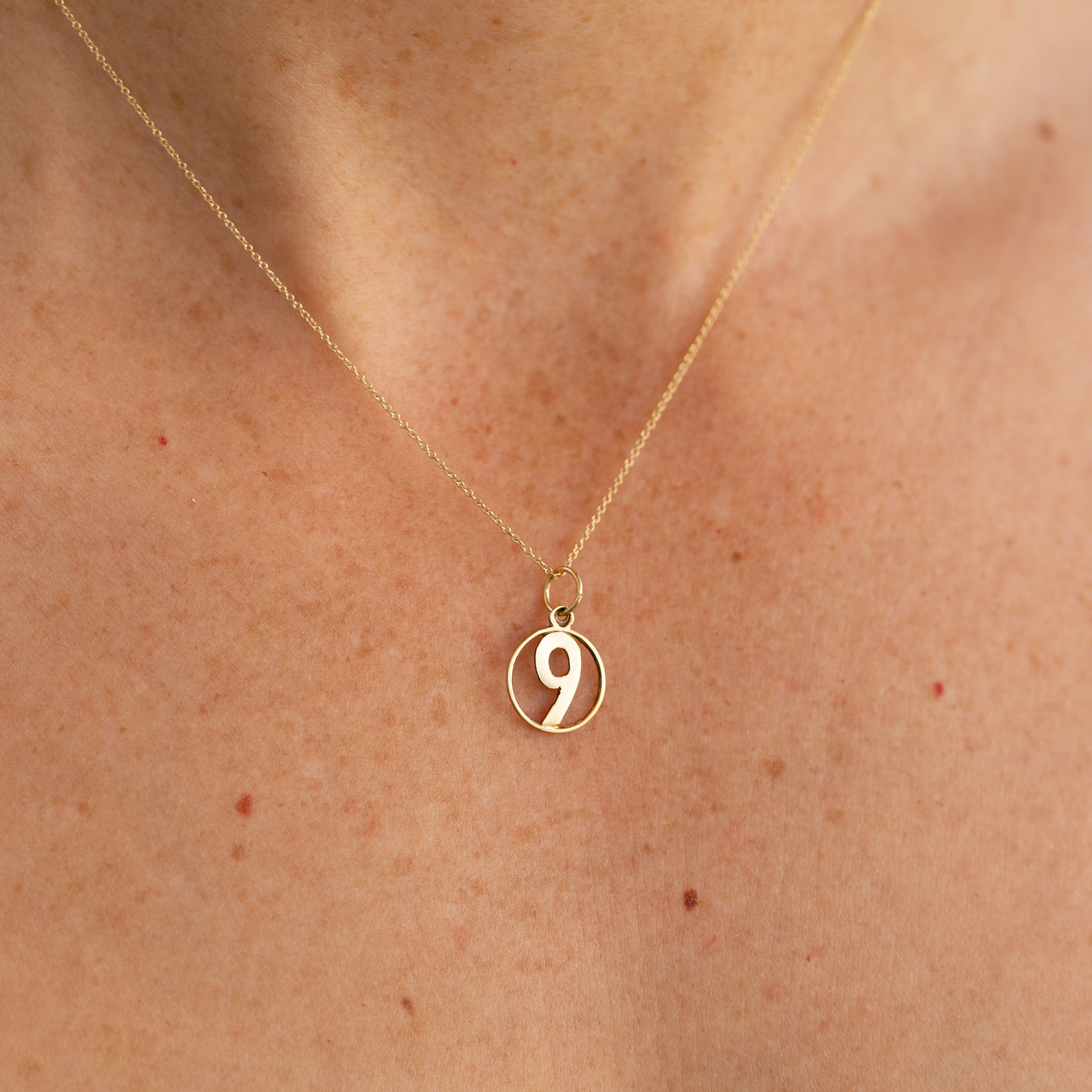 Number "9" 14K Gold Charm