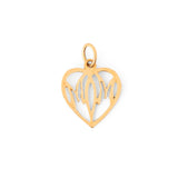 "Mom" 14k Gold Heart Charm