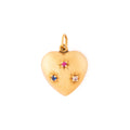 Puffy Heart 10K Gold and Glass Stone Charm
