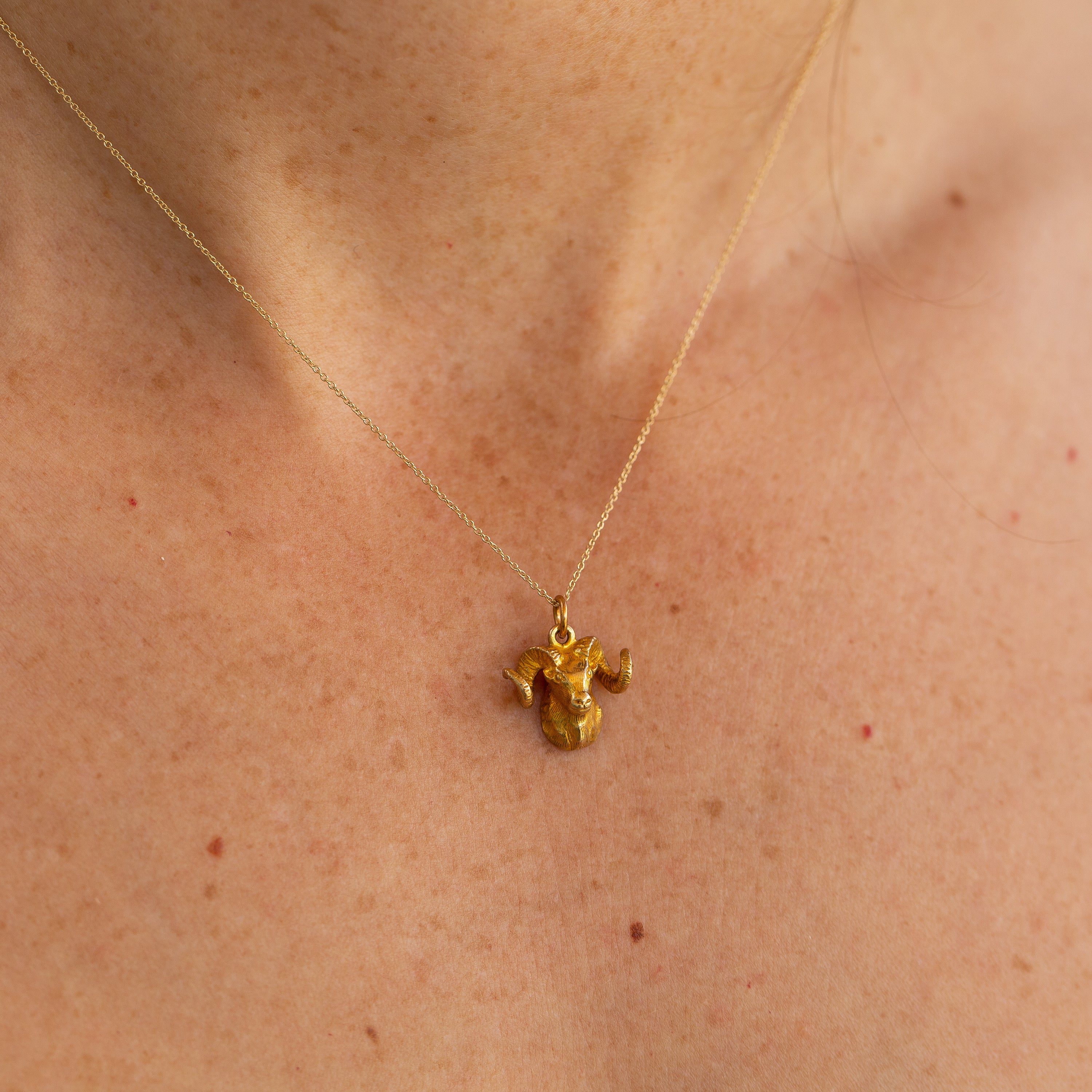 Ram's Head 10K Gold Aries Zodiac Charm