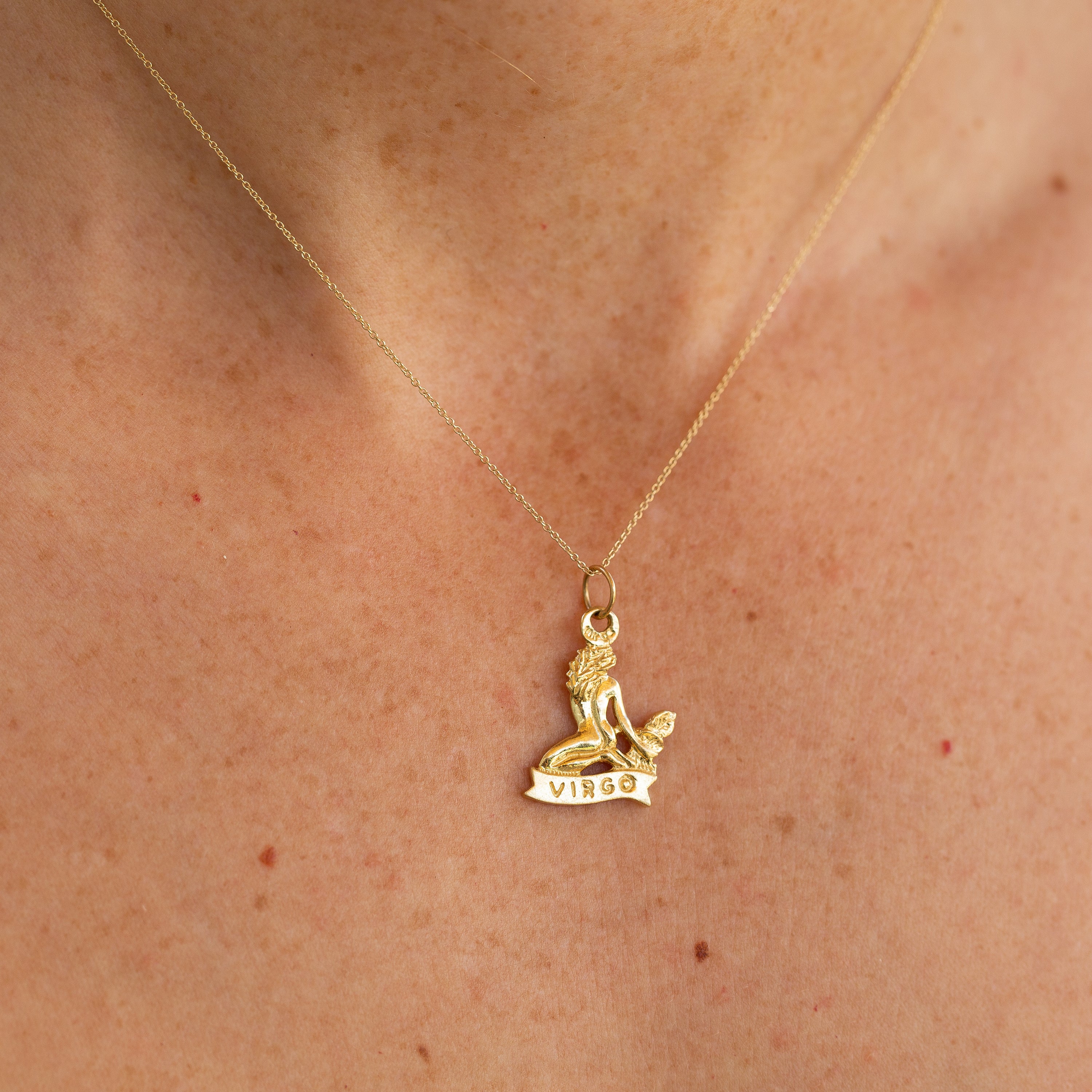 Double-sided 14K Gold Virgo Zodiac Charm